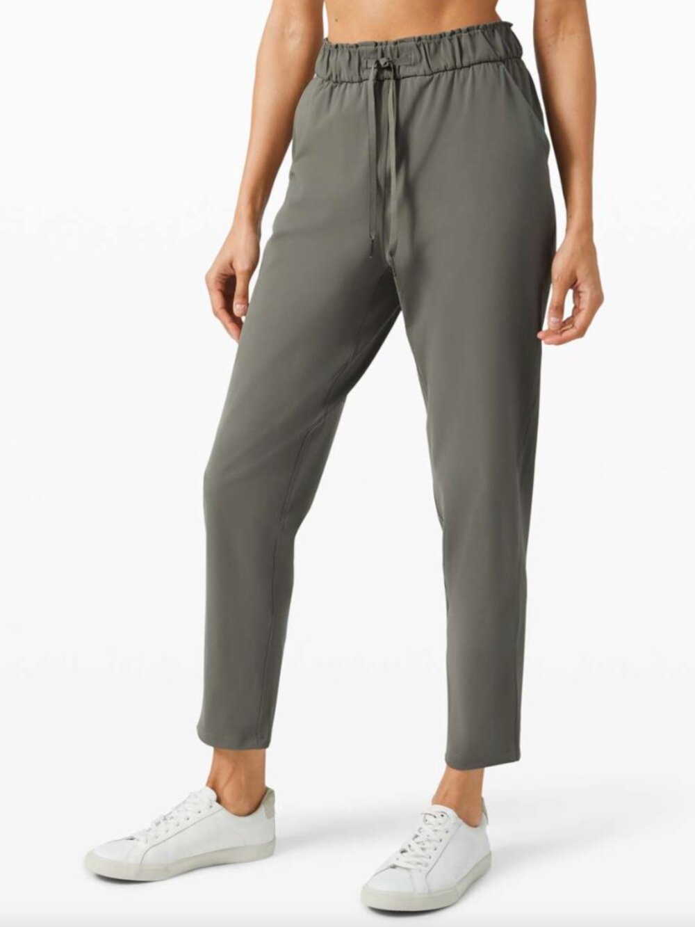 Lululemon Womens Keep Moving Pant Sage Green Gray Cropped Drawstring Size 6